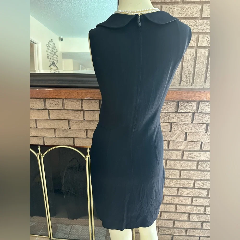 CHANEL Vintage Black Sleeveless Peter Pan Collar Mini Dress with Gold Buttons - Picture 3 of 13
